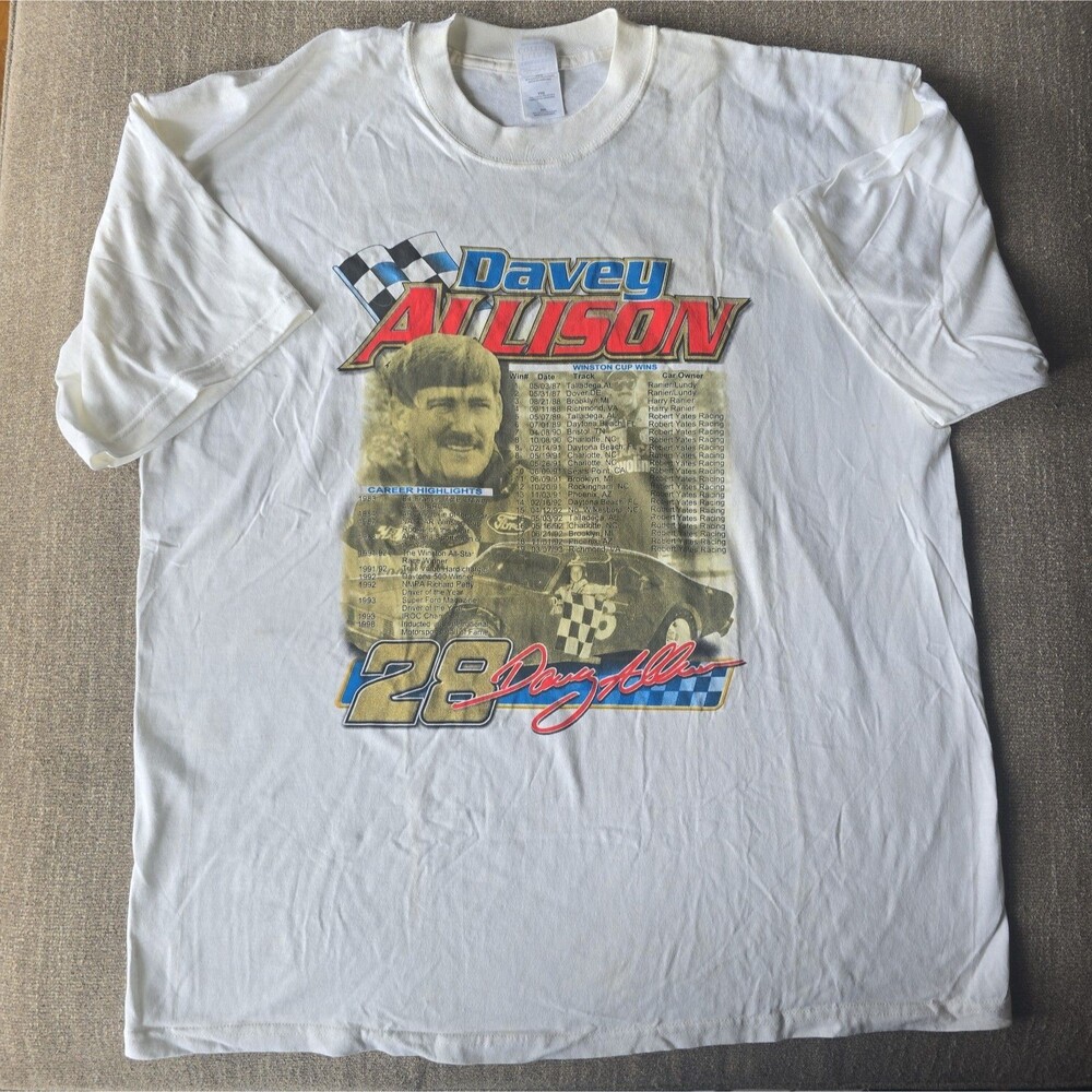 Vintage Davey Allison #28 NASCAR T Shirt XXL The Story of a Champion 90s
